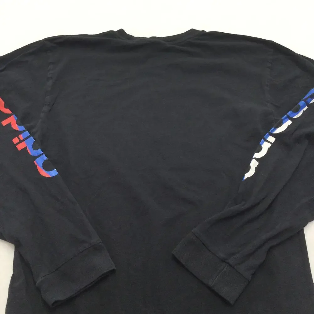 Adidas Shirt Mens Small Black Long Sleeve Trefoil Logo Graphic Tee Three Stripe